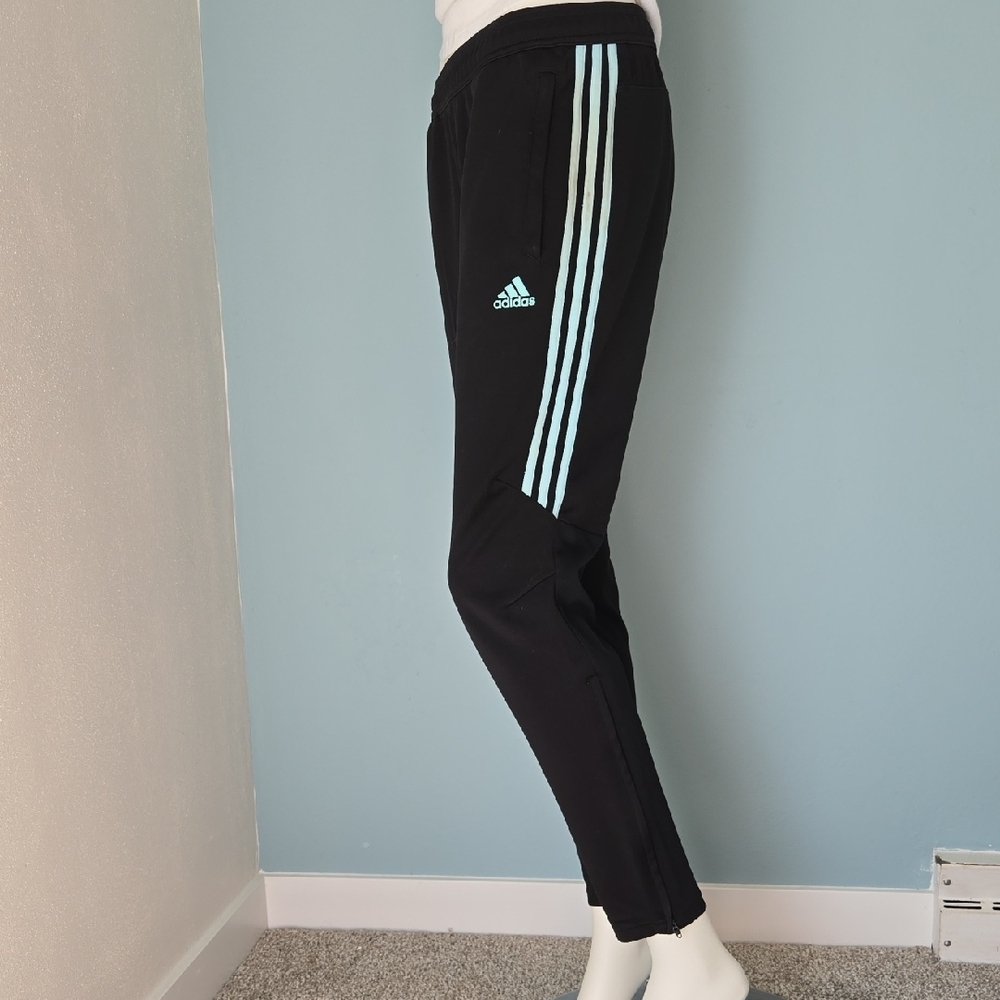 Adidas Black Joggers with Aqua Logo
